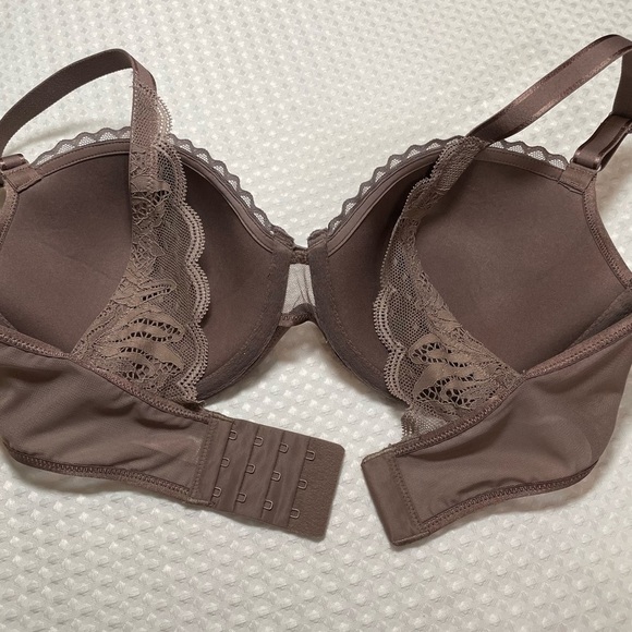 Paramour by Felina Plus Size Bra 34DD Contour Underwire 225073 Mink Lace & Mesh - Picture 8 of 14